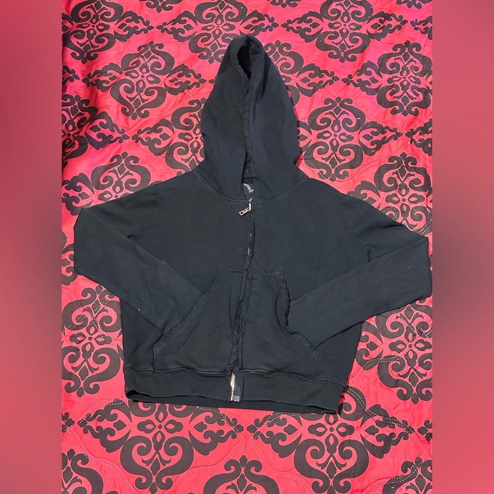 Frank & Eileen Stylish Black Hoodie with Heart Patch